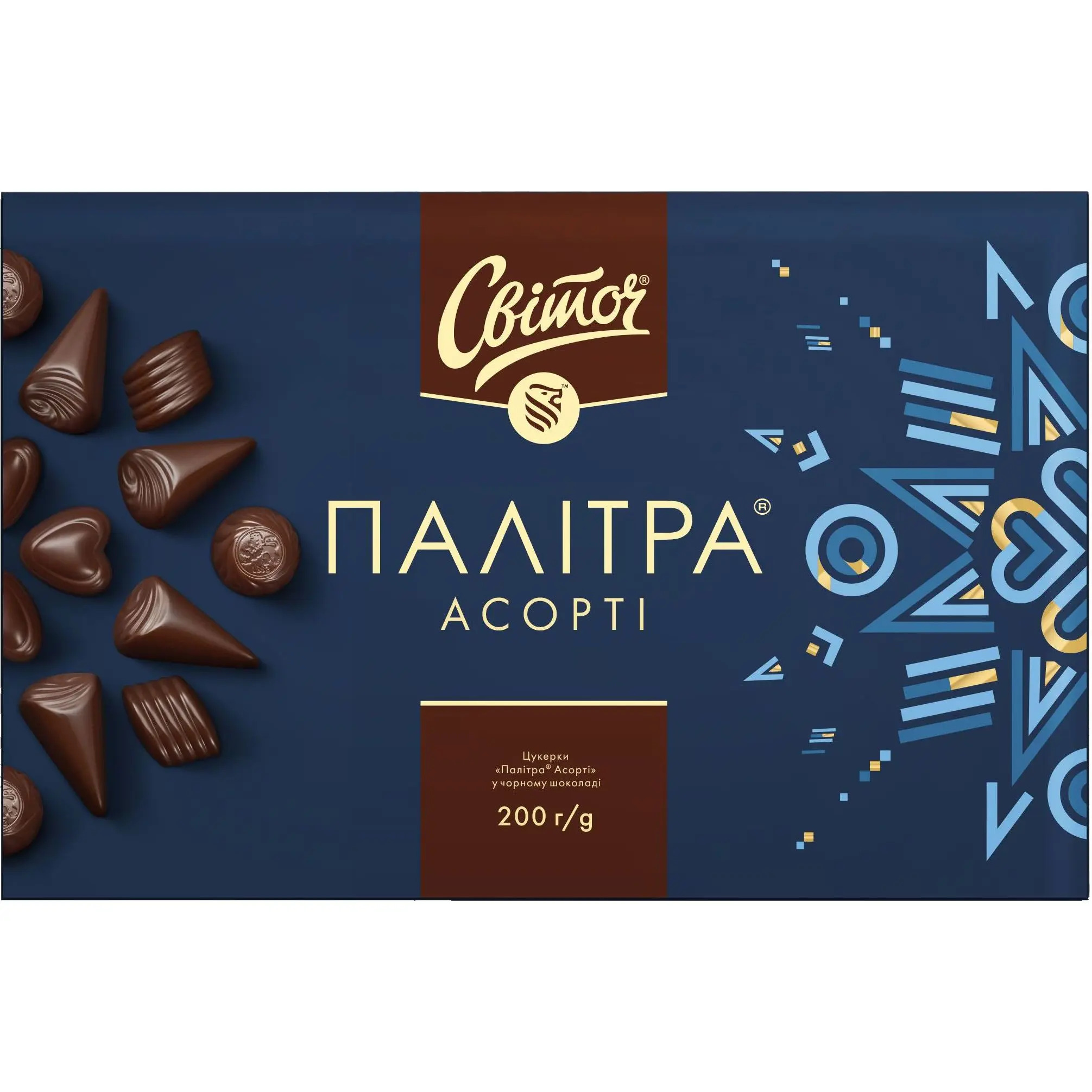 Цукерки Палітра Асорті чорн шоколад 200г